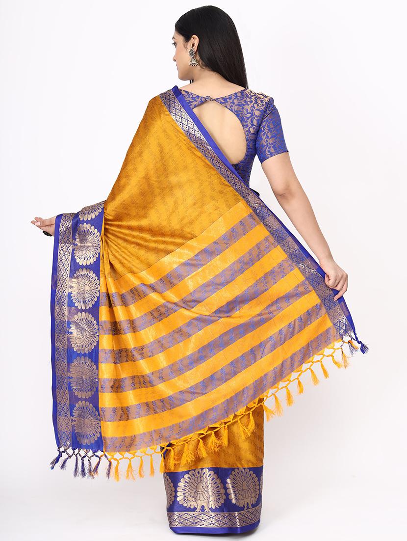 mustard maheshwari saree with blouse - 19176449 - Standard Image - 2