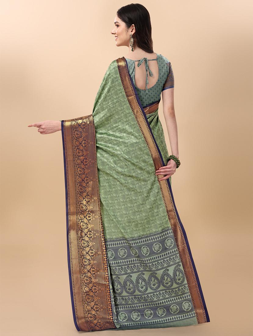 green kanjivaram saree with blouse - 19176568 - Standard Image - 2