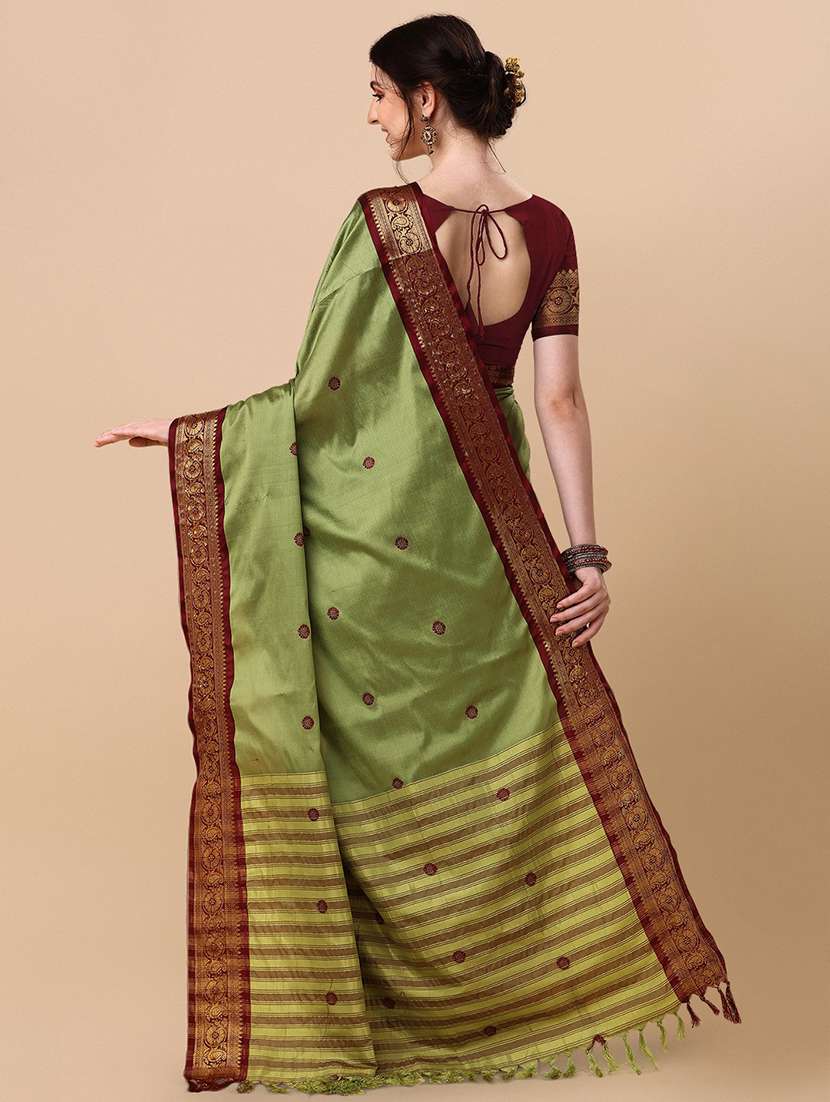self design woven saree with blouse - 19176634 - Standard Image - 2
