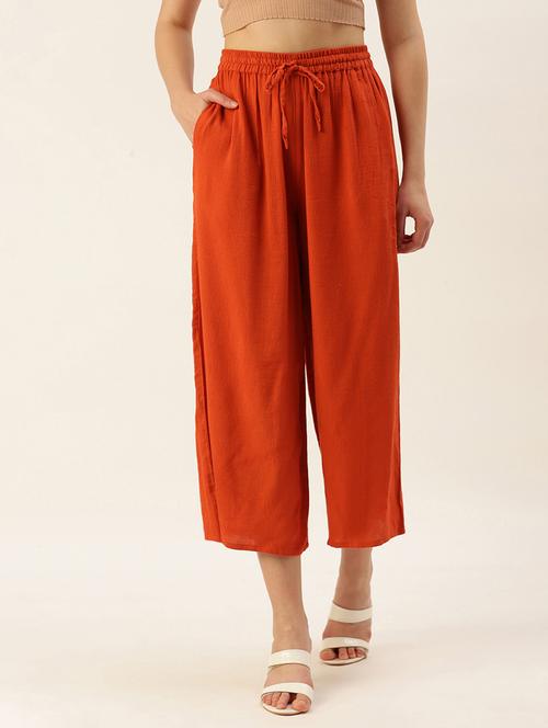 orange rayon palazzos - 19177080 -  Standard Image - 0