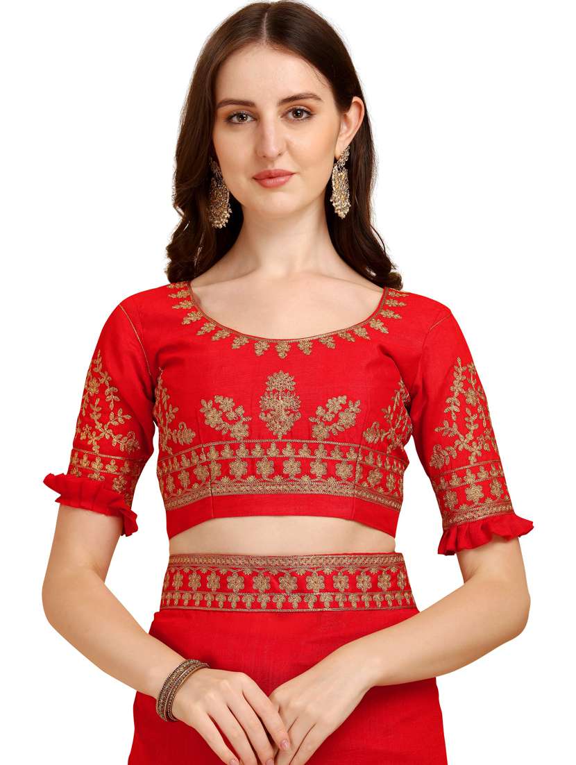 red bordered set saree with blouse - 19177317 -  Standard Image - 2