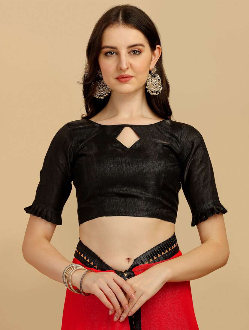 women's bordered red colored saree with blouse - 19177331 -  Standard Image - 2