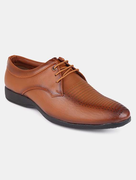 tan lace-up derby shoes