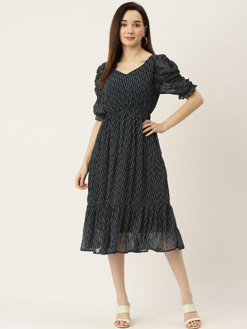 women's tiered dress printed dress - 19178435 - Standard Image - 0