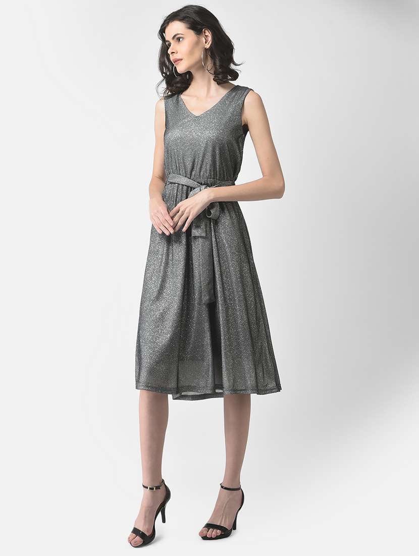 women's fit & flare self design dress - 19178436 - Standard Image - 2