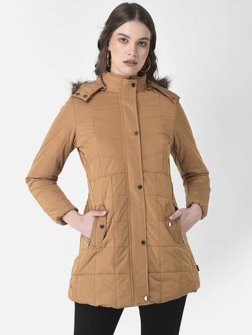 solid hood neck regular jacket - 19178458 - Standard Image - 0