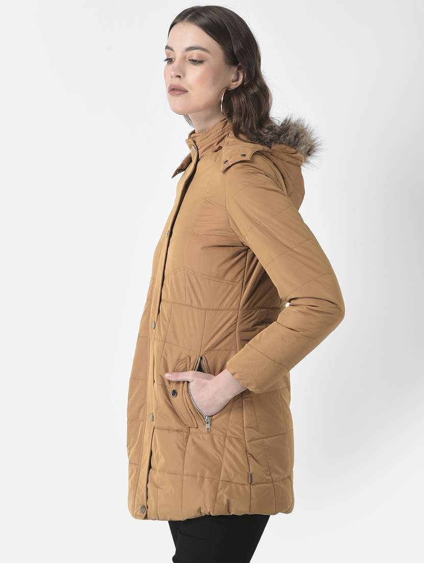 solid hood neck regular jacket - 19178458 - Standard Image - 2
