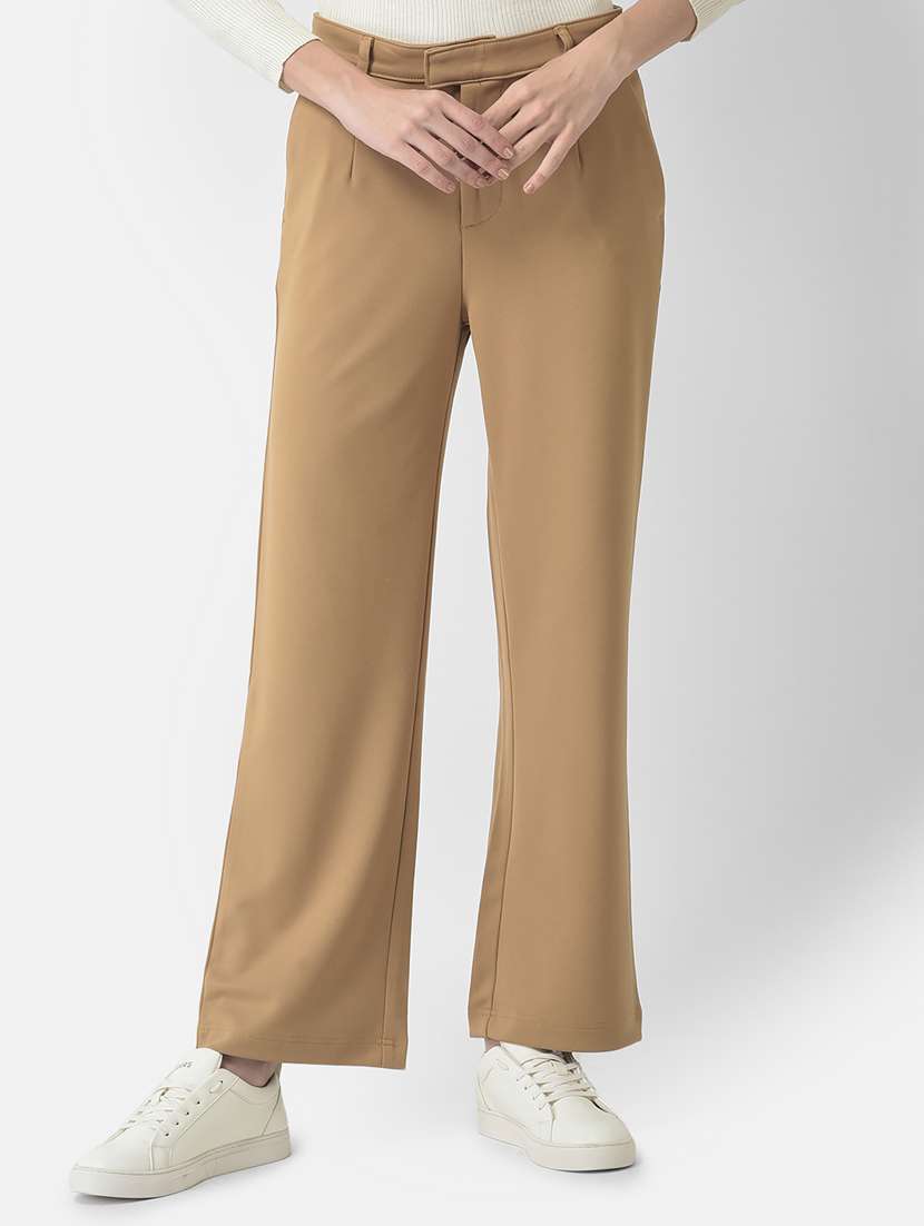 beige solid trouser
