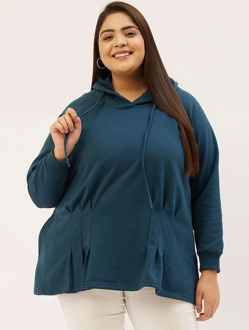 hooded neck solid plus sweatshirt
