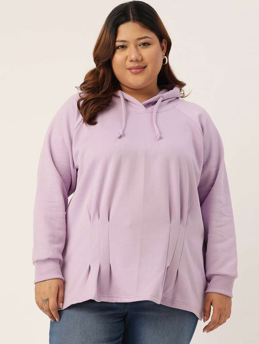 hooded neck solid plus sweatshirt