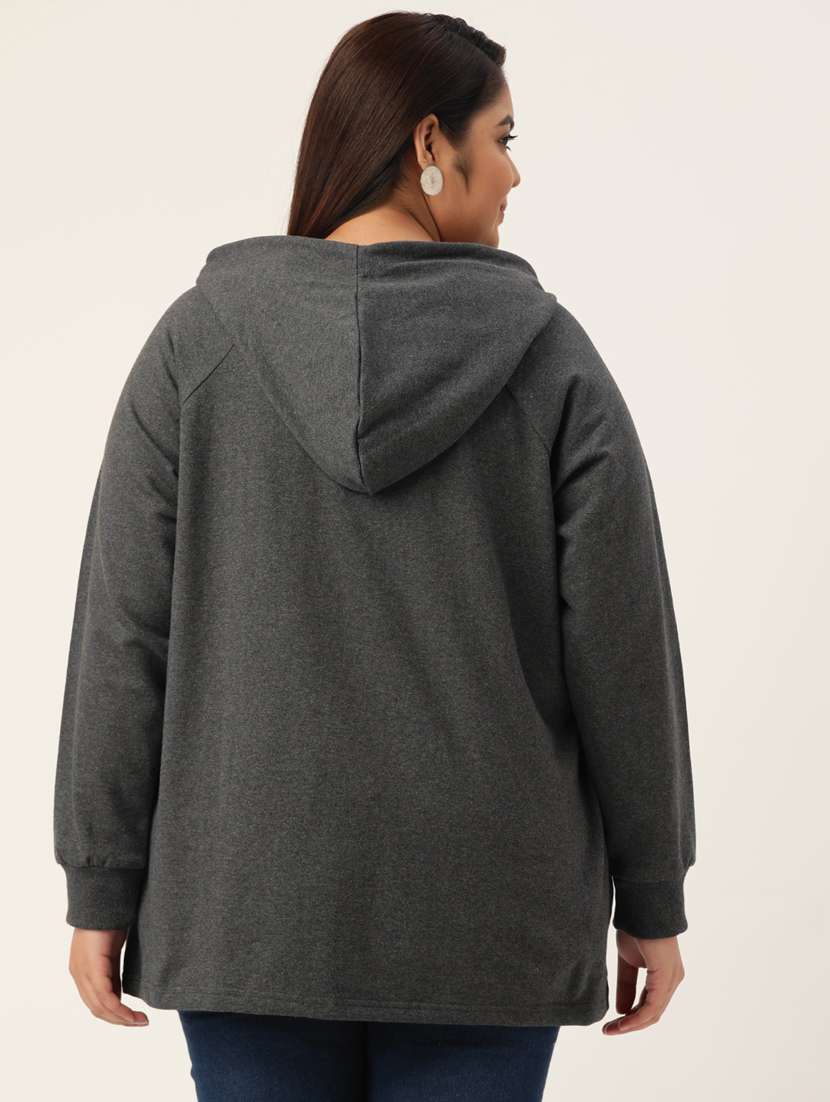 hooded neck solid plus sweatshirt - 19178504 - Standard Image - 2