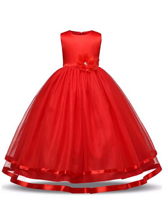 girls round neck sleeveless frock
