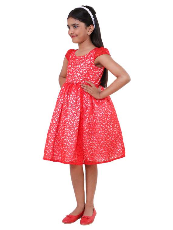 girls round neck cap sleeve frock - 19178607 - Standard Image - 2