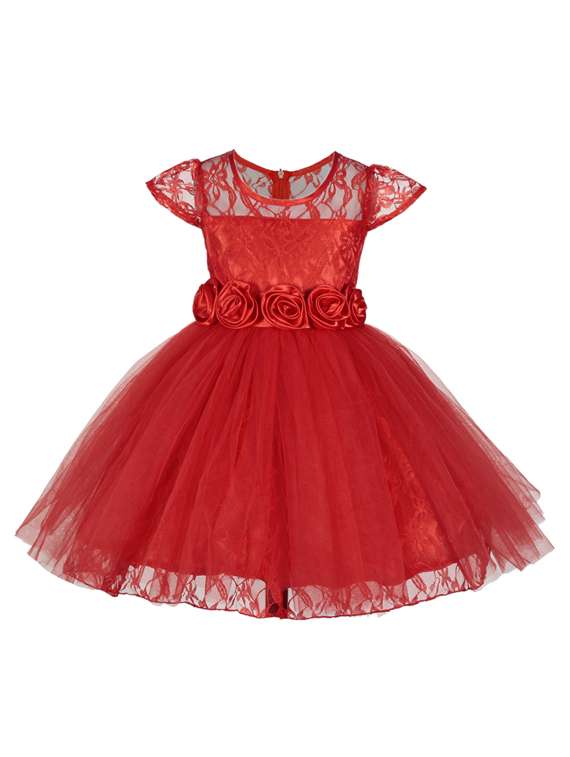 girls round neck cap sleeve frock