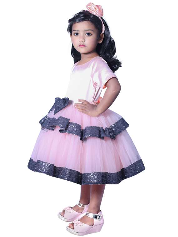girls round neck short sleeves frock - 19178754 -  Standard Image - 2