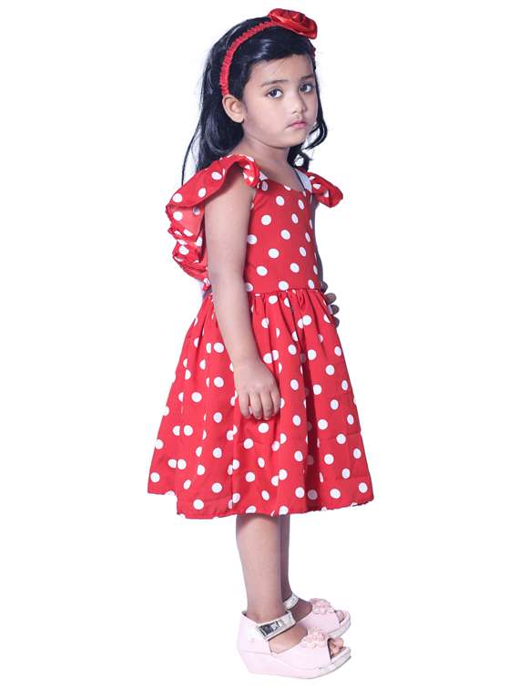 girls v neck short sleeves frock - 19178756 - Standard Image - 2