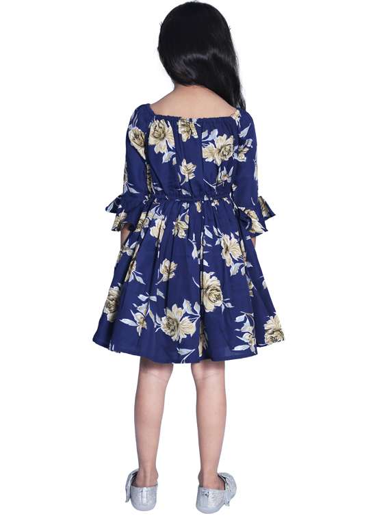 Girls Square Neck Long Sleeves Frock