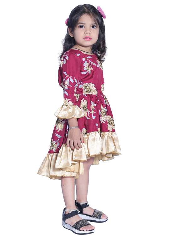girls round neck bell sleeve frock - 19178780 -  Standard Image - 2