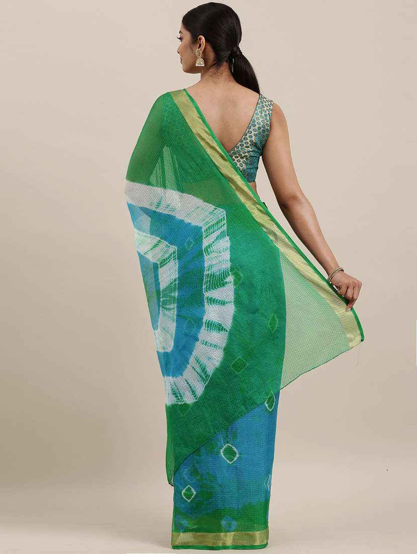 women's bandhani blue colored saree with blouse - 19179044 - Standard Image - 2