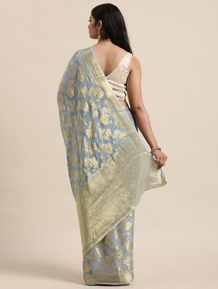 ethnic wear grey color saree set with blouse - 19179116 - Standard Image - 2