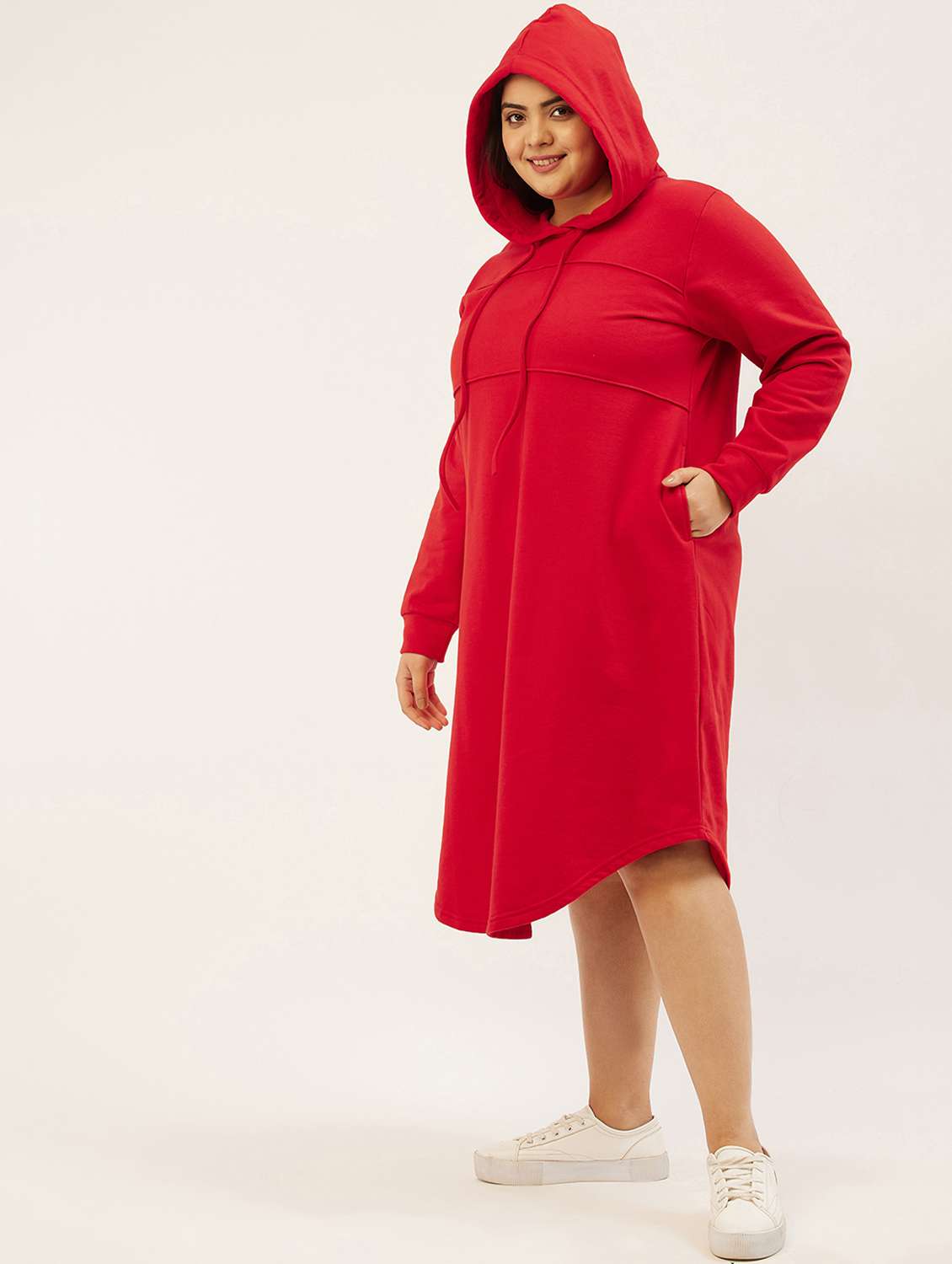 red solid hooded dress - 19180703 -  Standard Image - 2