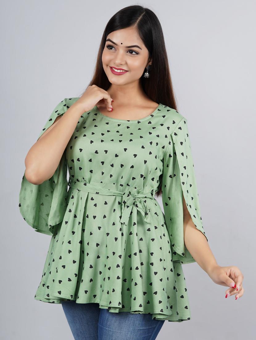 green printed top - 19180791 - Standard Image - 2