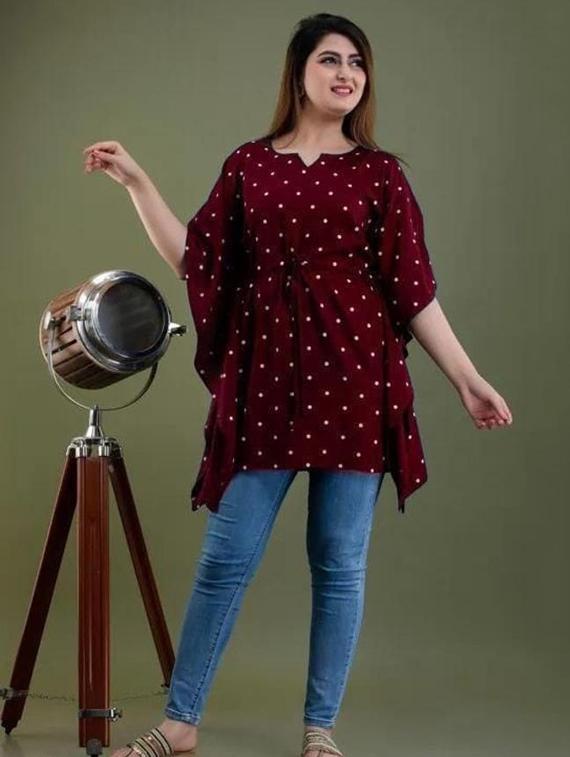 maroon polka dot kaftan - 19180795 - Standard Image - 2