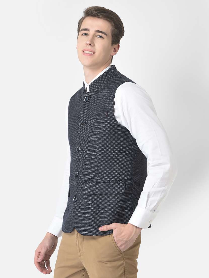 men solid mandarin neck nehru jacket - 19181012 -  Standard Image - 2