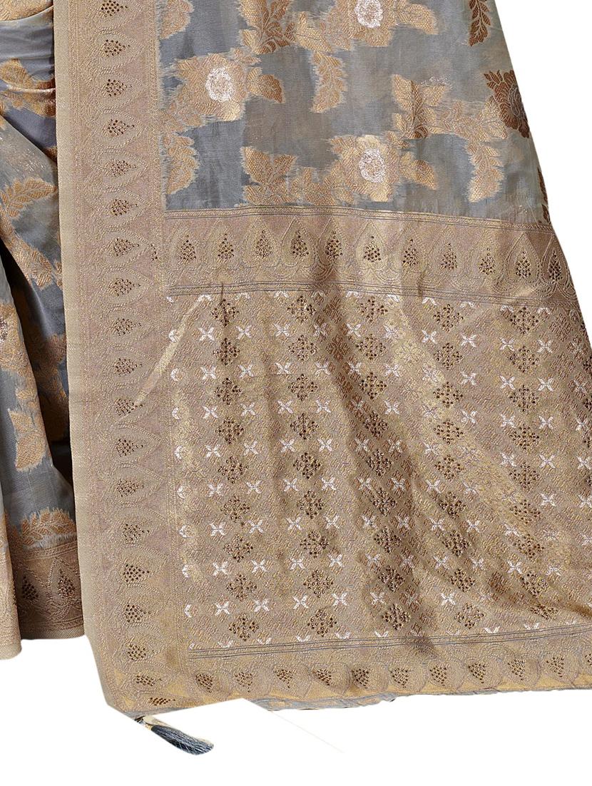 ethnic wear grey color saree set - 19183404 - Standard Image - 2