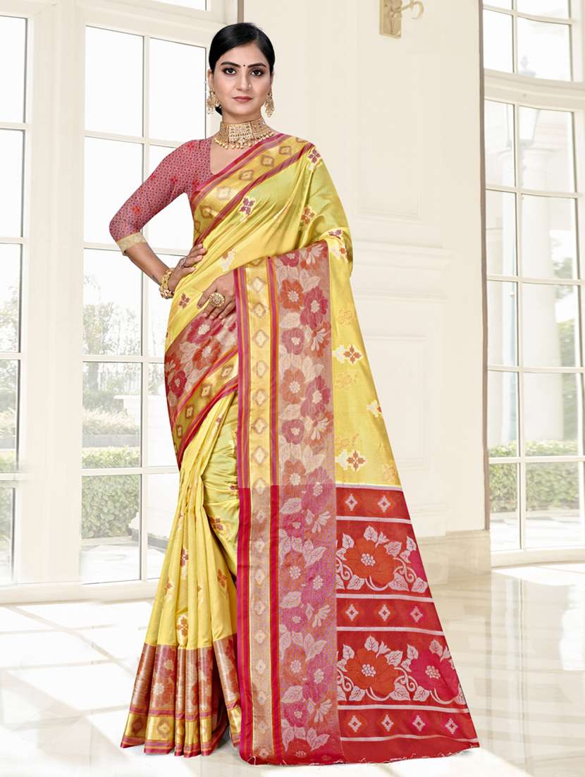 self design woven saree