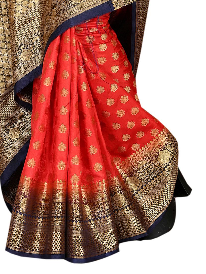 self design woven saree with blouse - 19183706 - Standard Image - 2