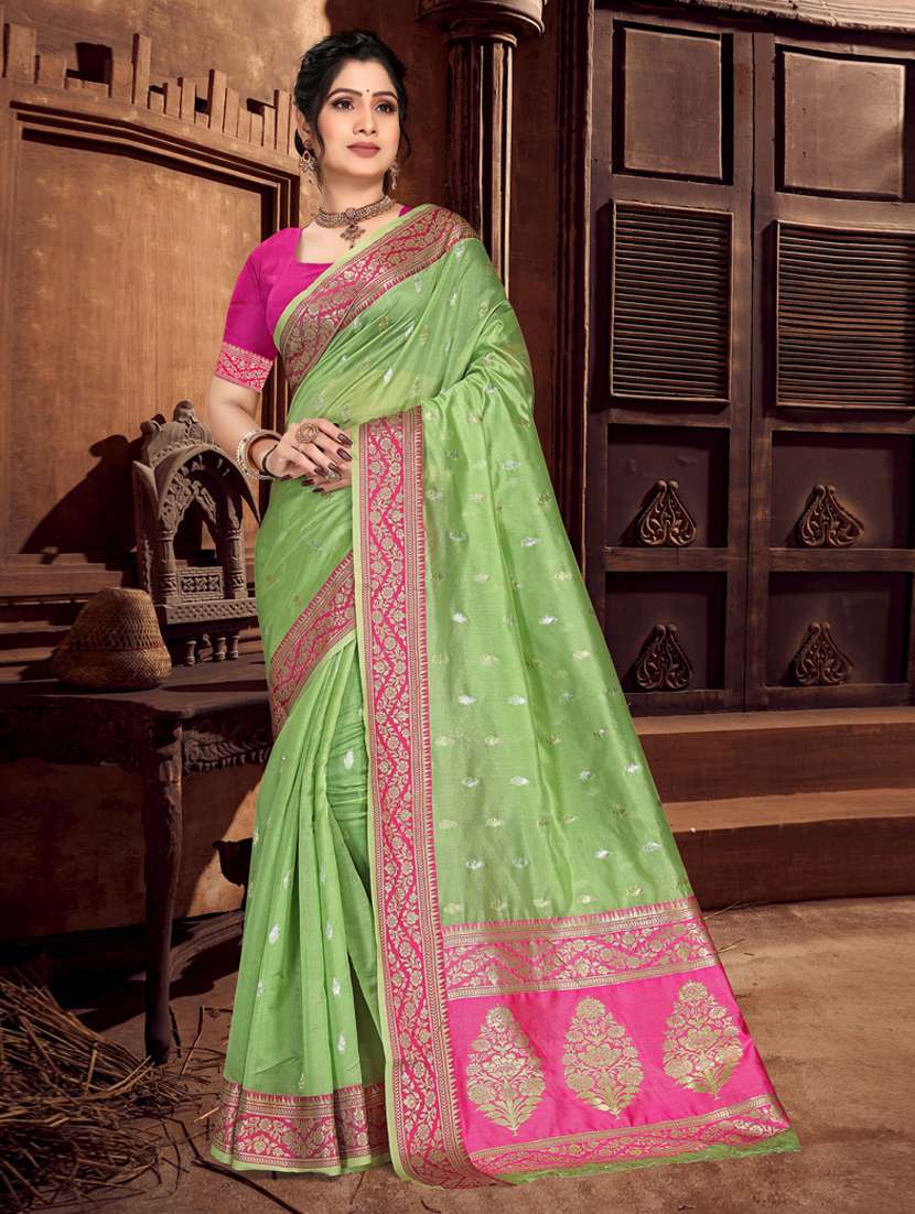 self design woven saree with blouse