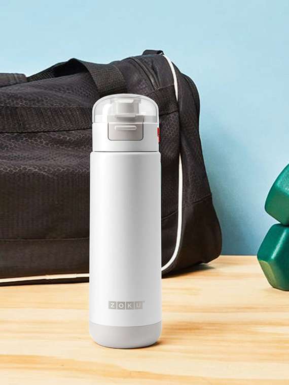 zoku white 18oz stainless flip top bottle