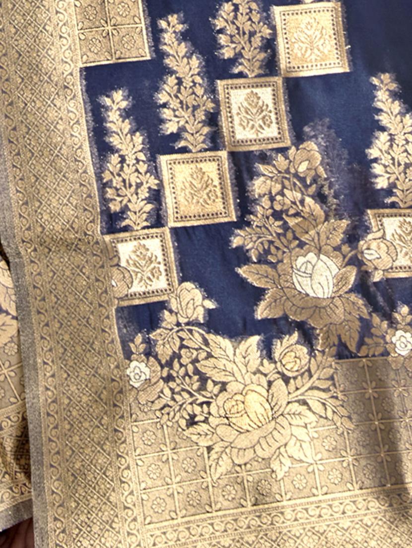 ethnic wear navy blue color saree set - 19184467 - Standard Image - 2