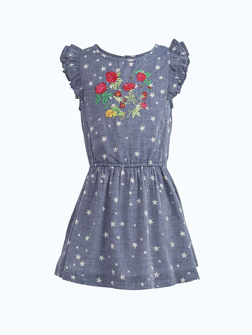 Girls Round Neck Cap Sleeve Frock