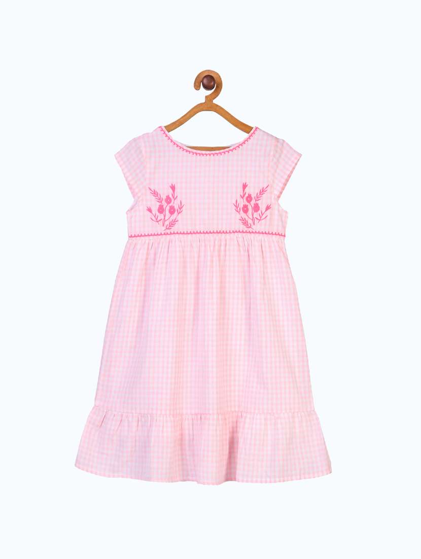 girls round neck cap sleeve frock