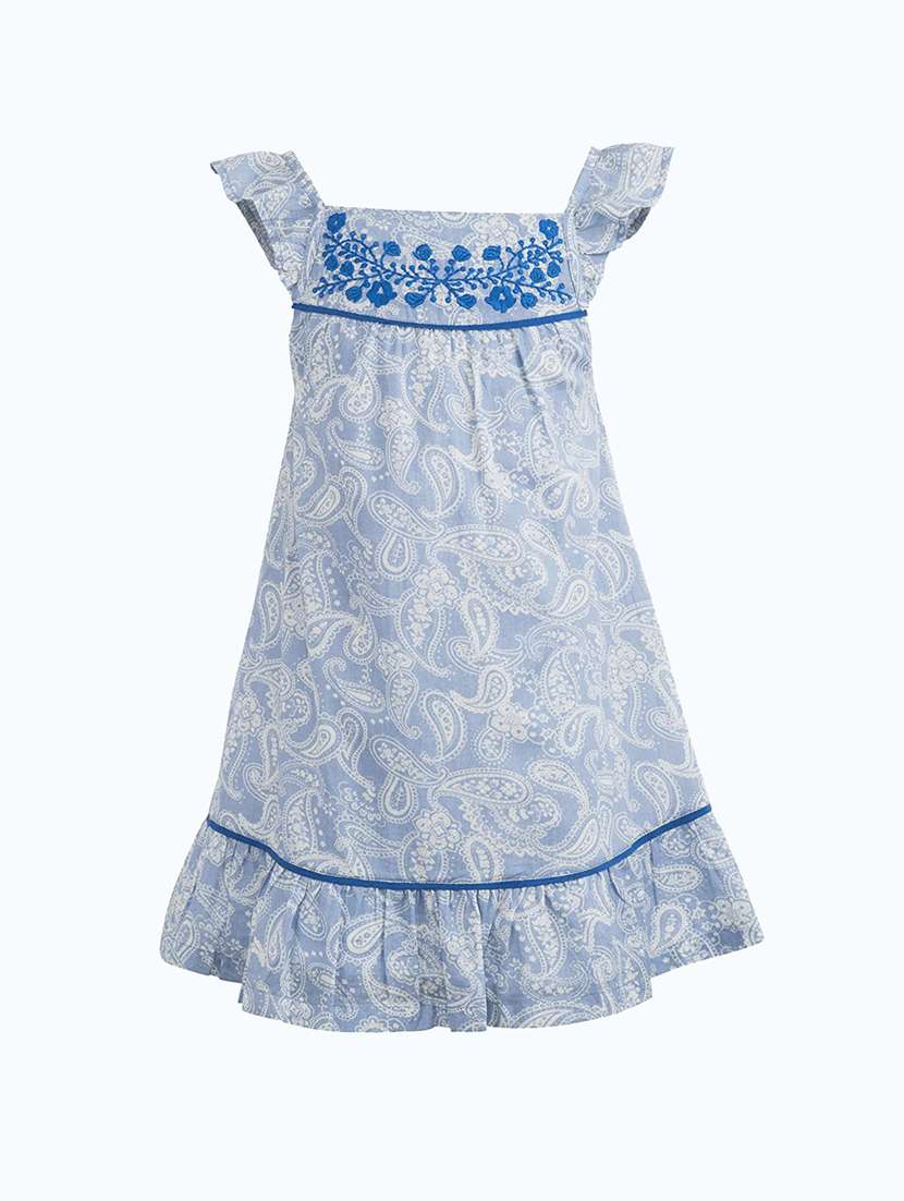 girls square neck cap sleeve frock