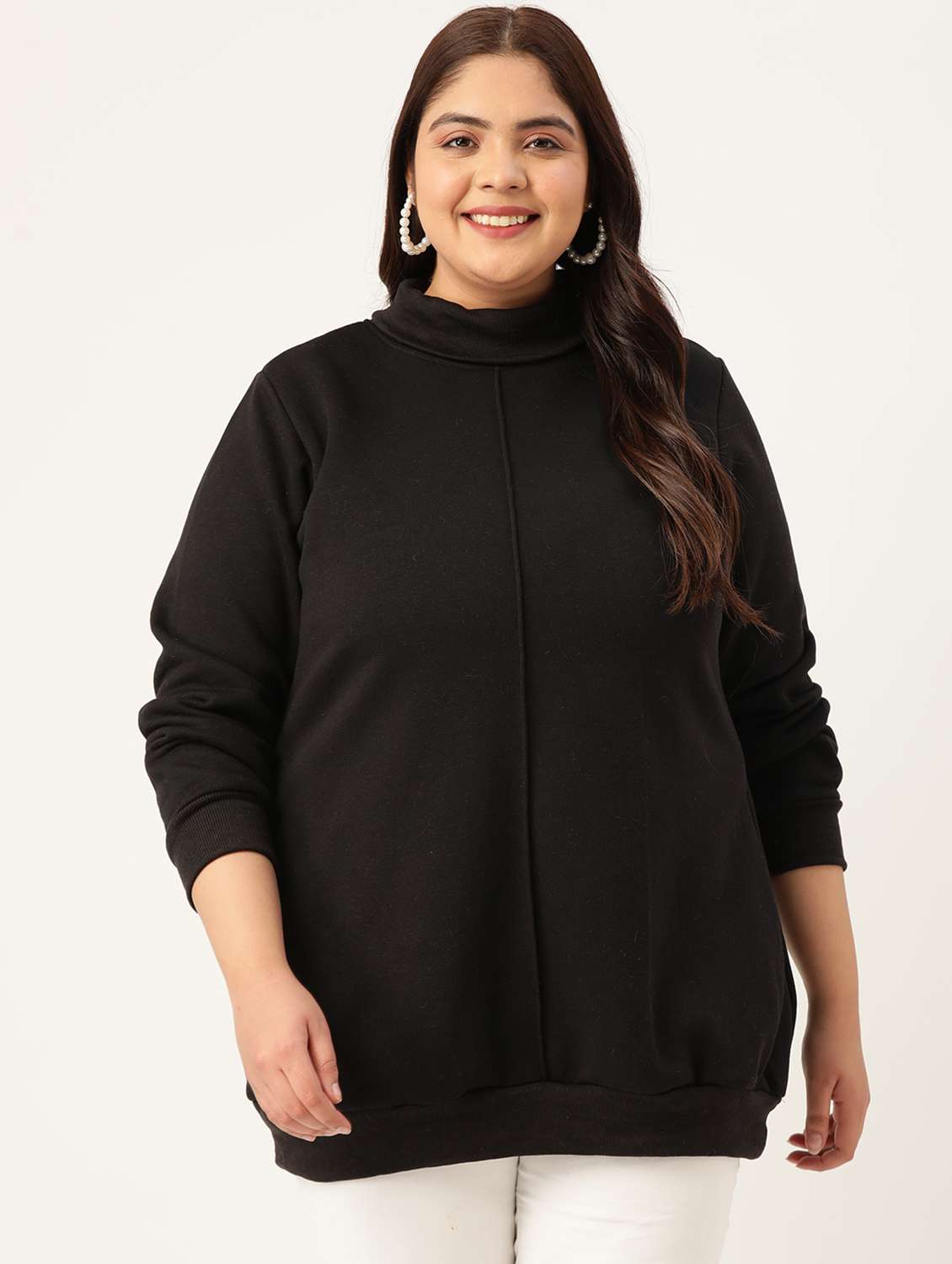 turtle neck solid plus sweatshirt