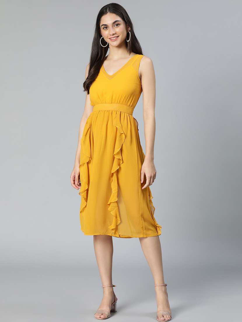 women's ruffle solid dress - 19185953 -  Zoom Image - 0