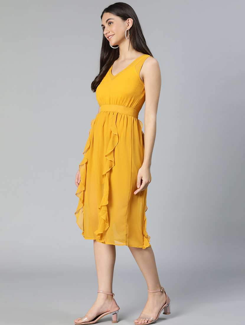 women's ruffle solid dress - 19185953 - Standard Image - 2