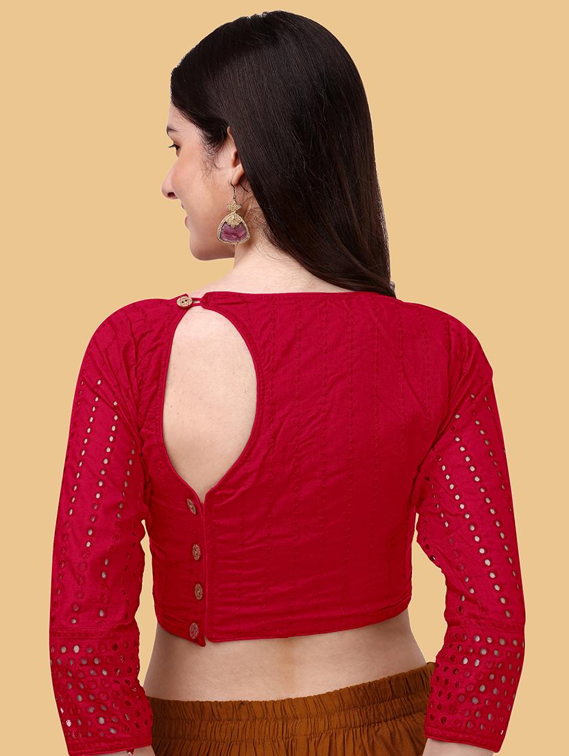 red cotton blend regular blouse - 19186311 - Standard Image - 2