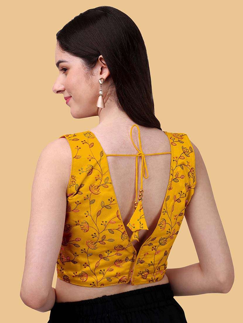 yellow art silk regular blouse - 19186356 - Standard Image - 2