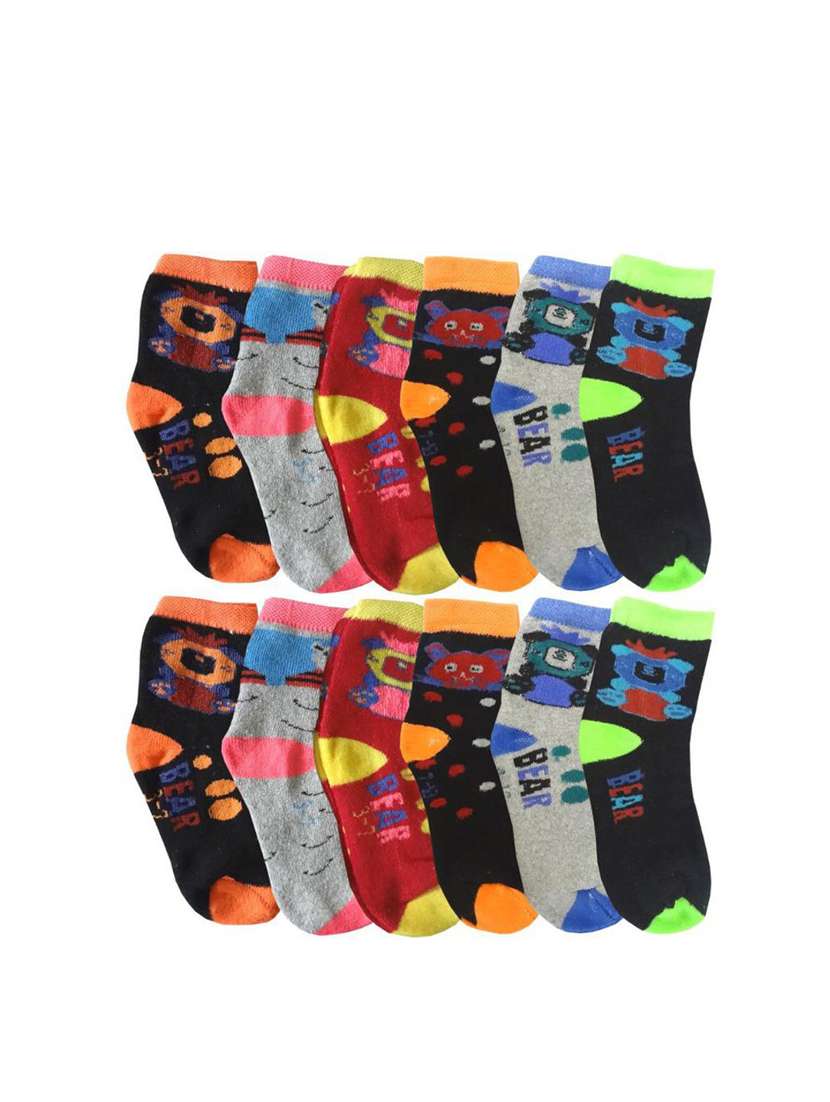 pack of 12 multi colored  ankle length sock