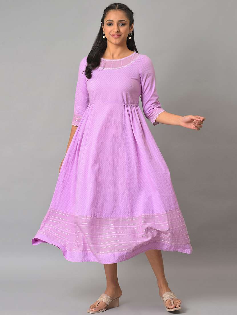 purple solid ethnic dress