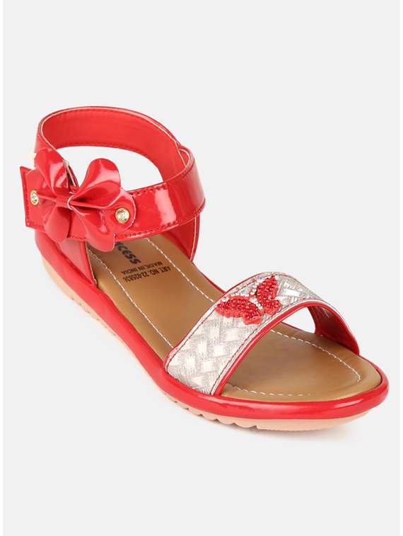 red leatherette sandals