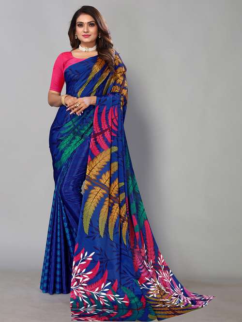 women's floral multi colored saree with blouse - 19187806 -  Standard Image - 0
