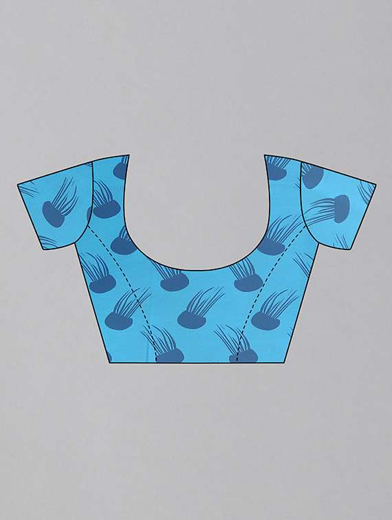 women's printed light blue colored saree with blouse - 19187812 -  Standard Image - 2