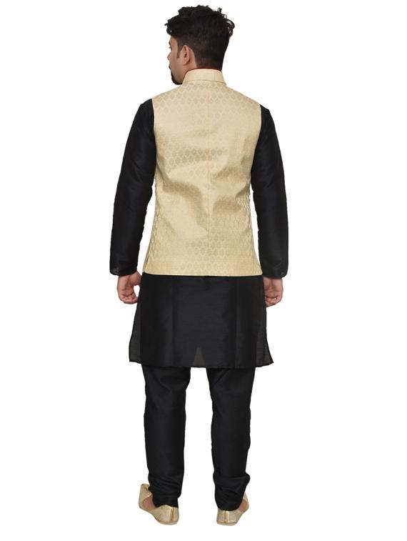 mandarin neck solid kurta pyjama with jacket - 19187847 - Standard Image - 2