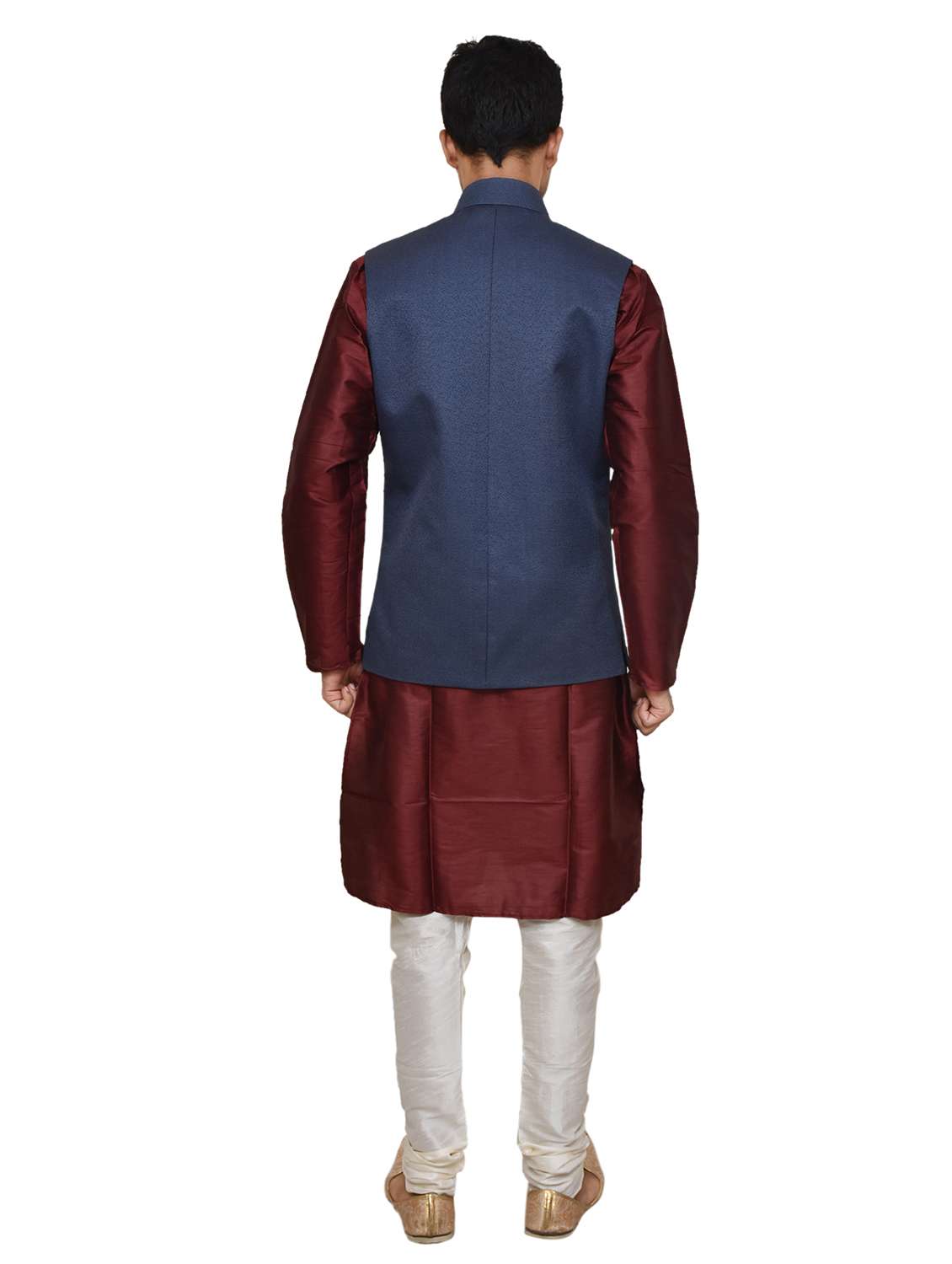 silk blend kurta pyjama with jacket - 19188041 - Standard Image - 2