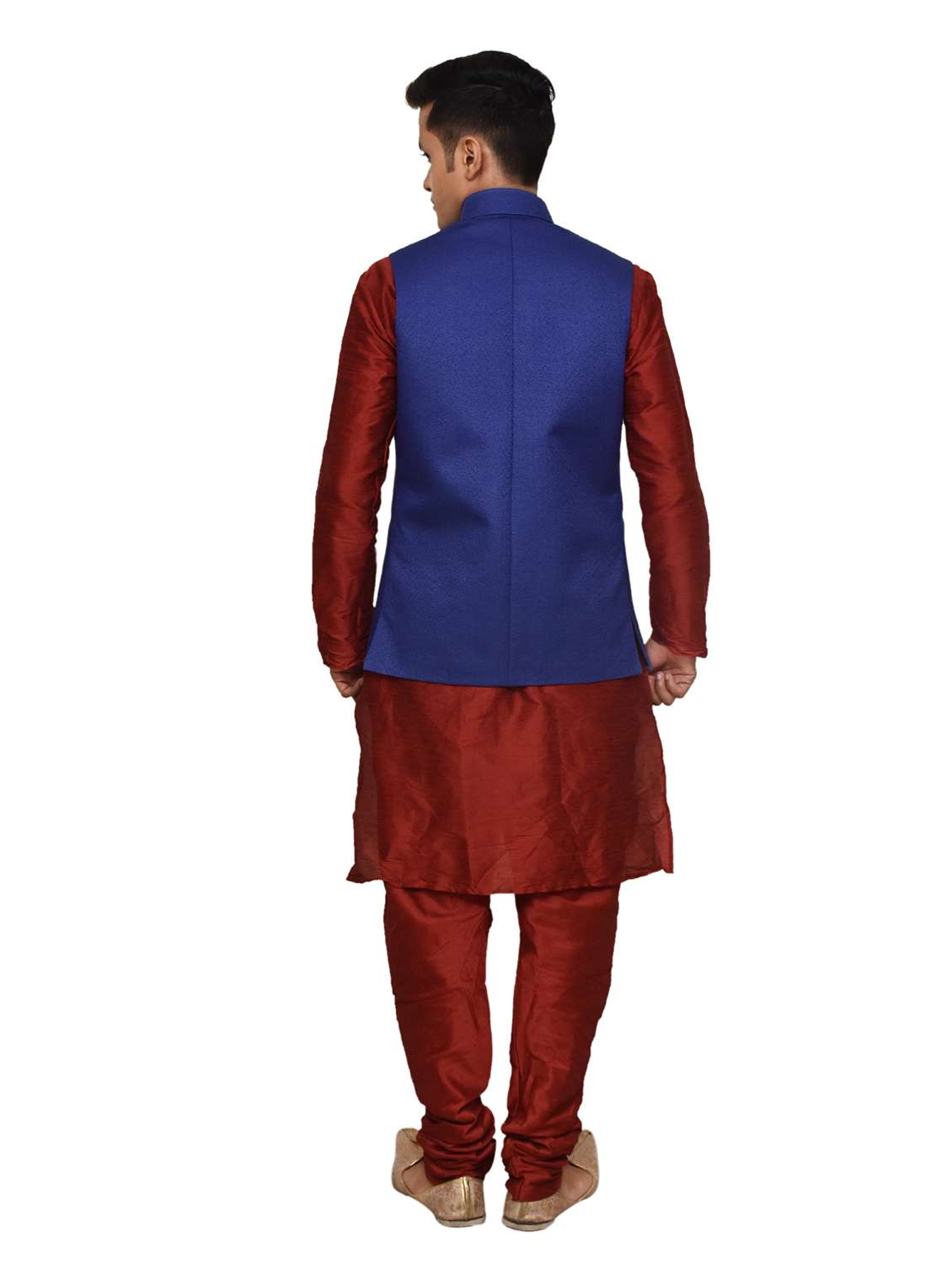 silk blend kurta pyjama with jacket  - 19188053 -  Standard Image - 2